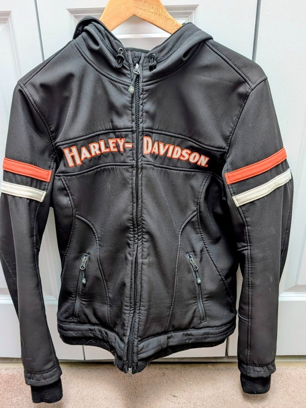 Harley-Davidson Black Jacket with Orange and White Accents